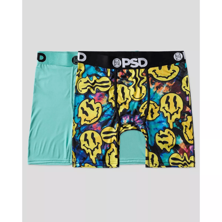 PSD Men's Smiley Melt Print Briefs 2pk - Neon Blue/Black - Large 