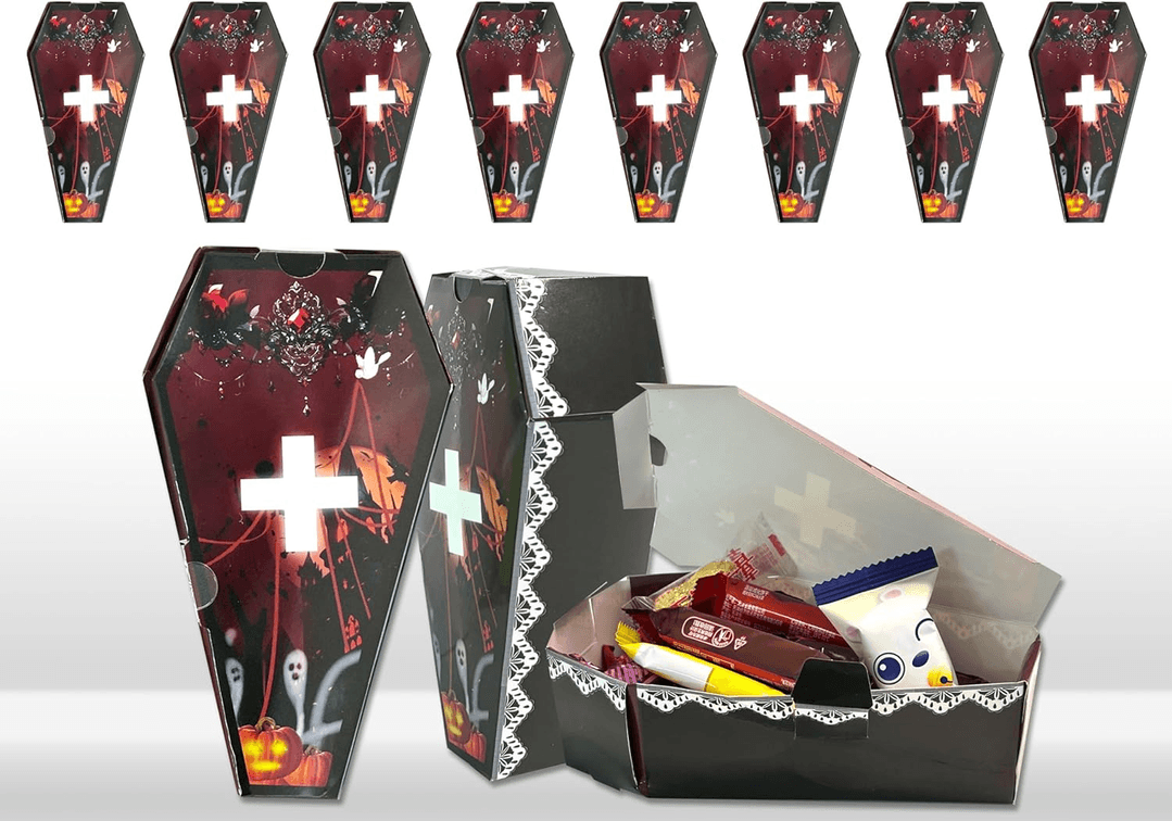 18 Pieces Halloween Candy Boxes, Halloween Candy Coffin Cardboard Boxes, Halloween Candy Boxes.Trick or Treat Decorations.