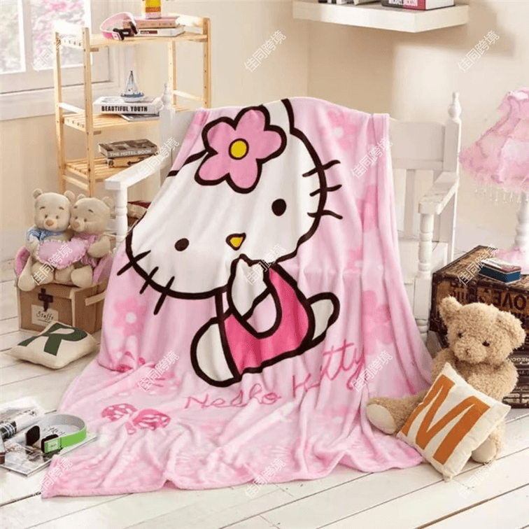 Cute Cartoon Cat Kitty Plush Throw Blanket