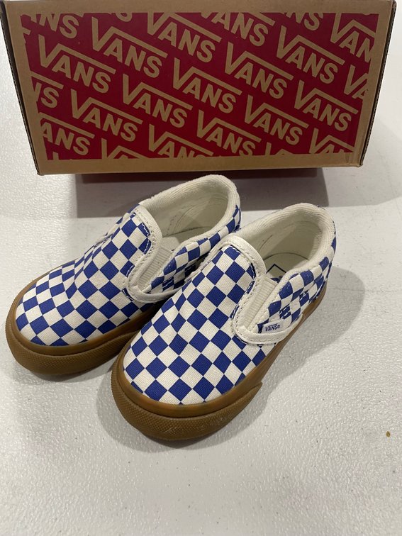 Toddler Shoe Size 6 Vans Blue Checkered Slip-on Shoes