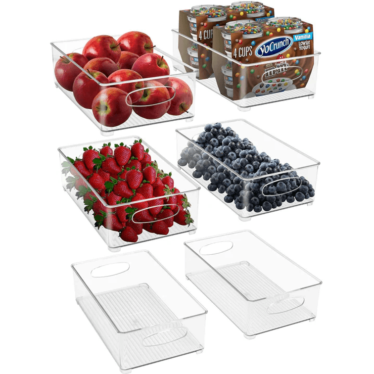 Sorbus Clear Storage Bins With Handles (6 Pack)