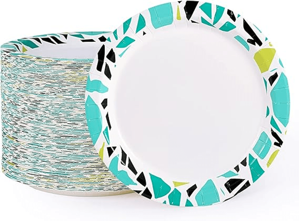 FOCUSLINE 360 Pack Paper Plates 8.375 Inch, Disposable Paper Plate Bulk 360 Count, Soak-Proof & Cut-Proof Bulk Plate for Parties, Picnic and Family Gatherings.