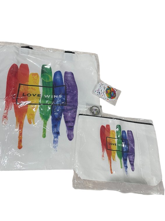 LOVE WINS Gift Set - Tote Bag, Pouch, Keychain and Stickers