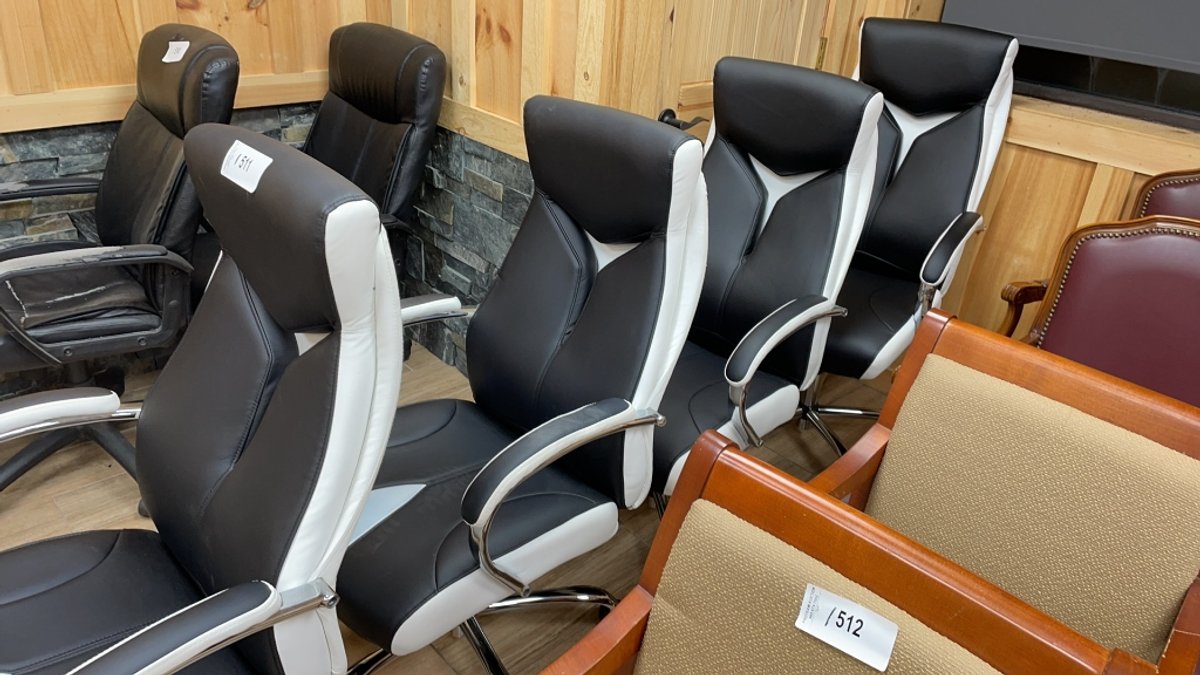 ATY 4) BLACK & WHITE OFFICE CHAIRS