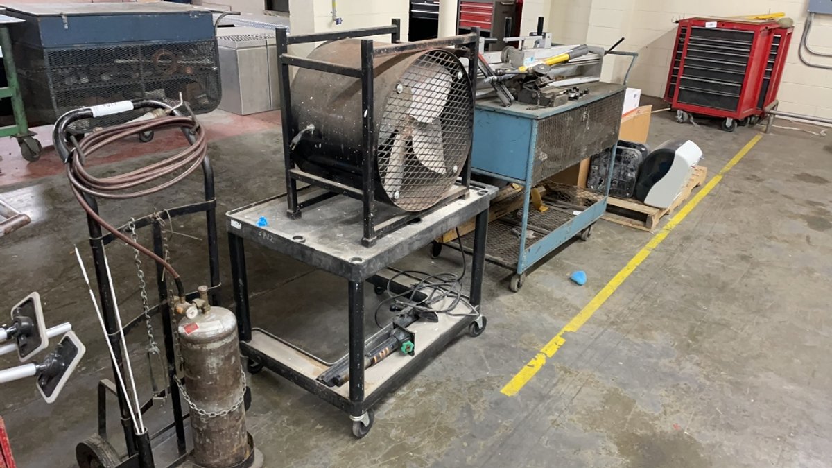 PLASTIC ROLLING CART & CONTENTS