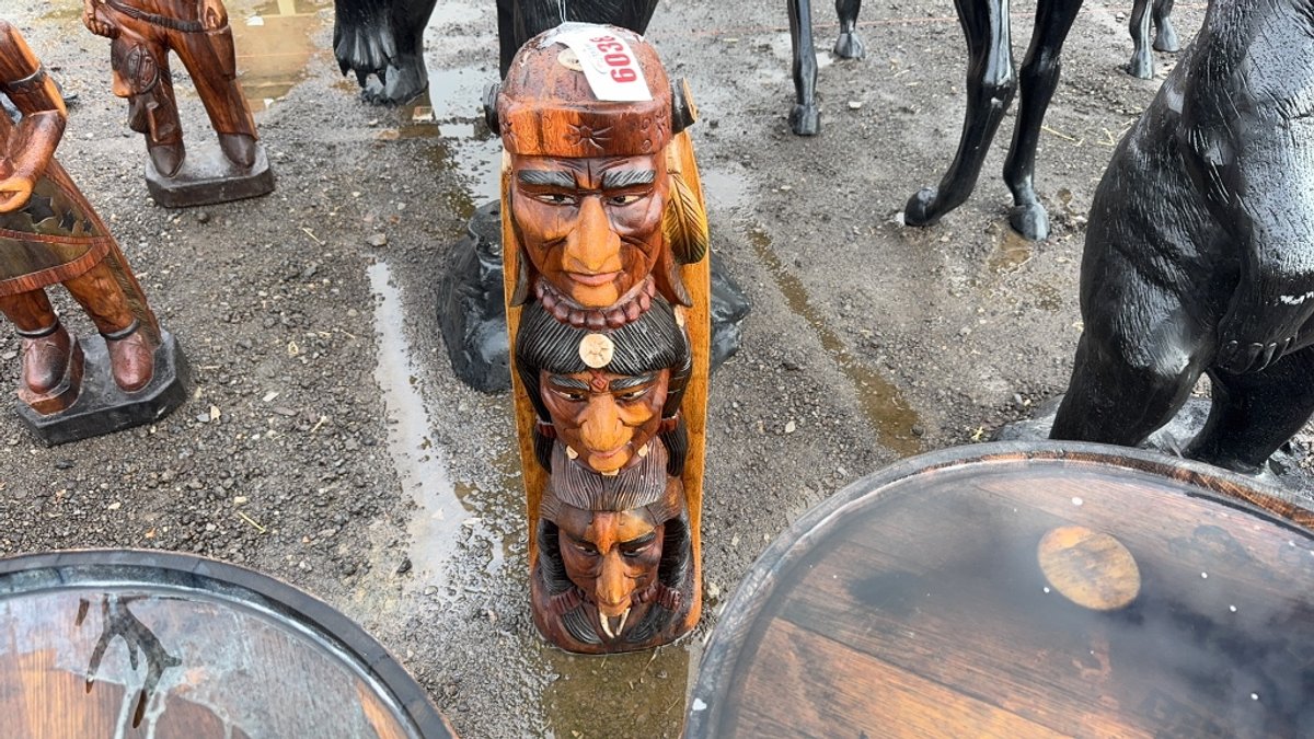 40" WOODEN TOTEM POLE