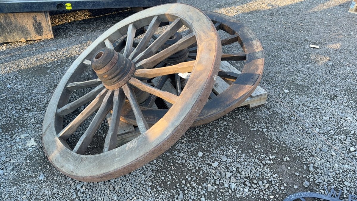 QTY 2) WOODEN SPOKE WHEELS