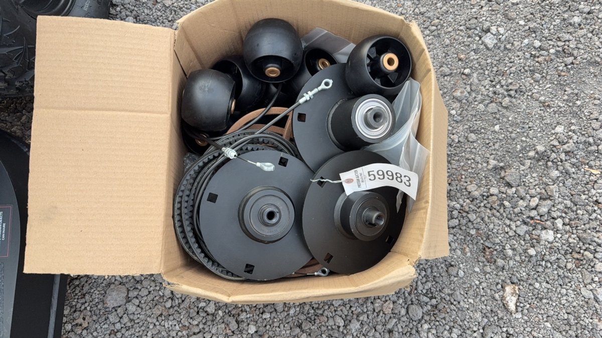 BOX OF MISC YAKTA LAWN MOWER PARTS