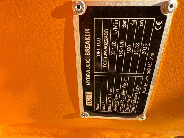 Image for TOFT 1000 EXCAVATOR HYD BREAKER