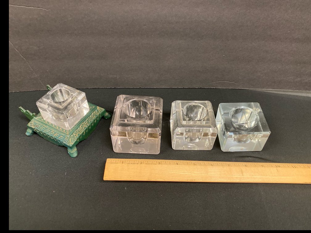 4 miscellaneous glass inkwells