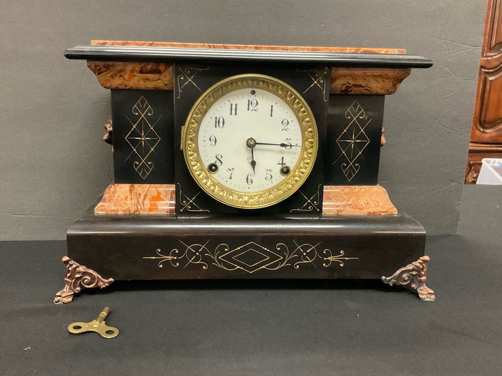 Faux Marble Mantel Clock