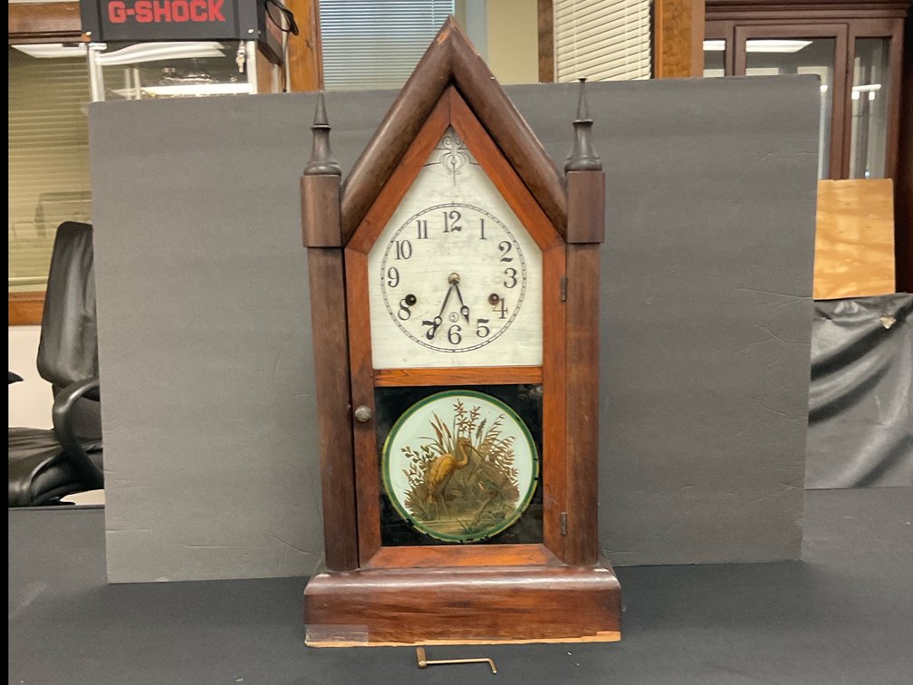 Seth Thomas  Vintage Steeple Clock w/wooden dial face