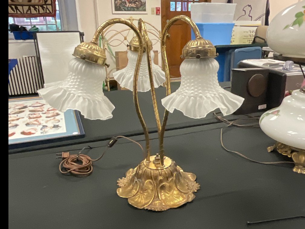 Lily Pad Brass Lamp 16” tall