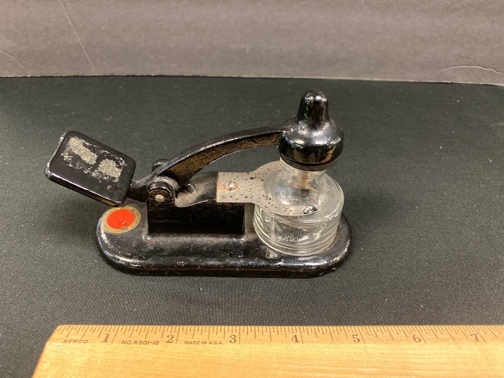 Vintage C. 1930 Theo. Alteneder & Sons Cast Iron Inkwell And Bottle