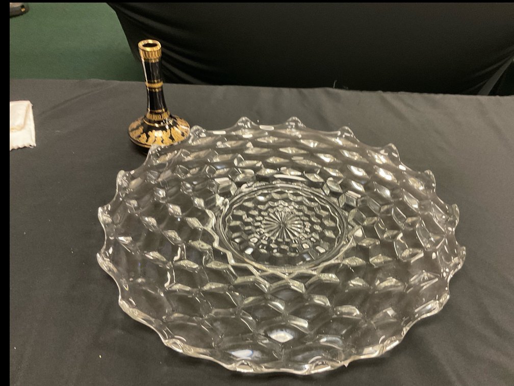 Greek Vase & Solid Glass Bottom for a Punch Bowl 