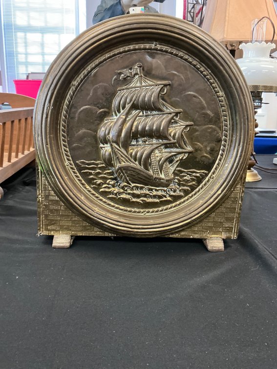 Wood and Brass Magazine Holder with Nautical Theme 15×15