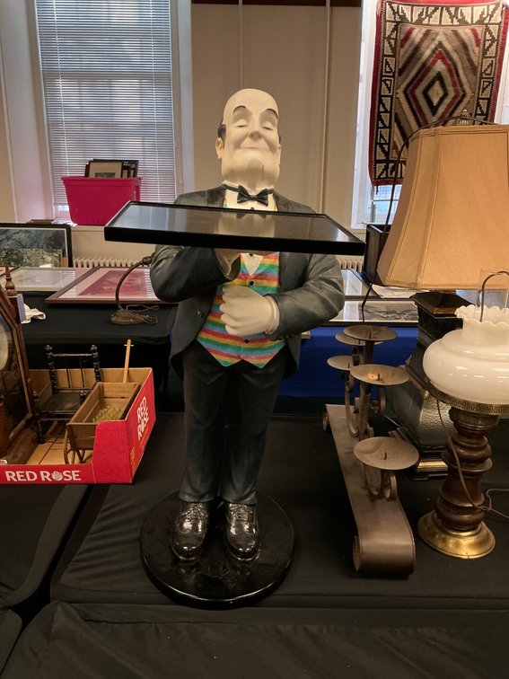 33” Tall Butler Display Figurine with Serving Tray
