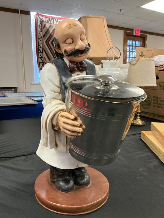 Figural Beverage Cooler in the Shape of a Waiter Holding an Ice Bucket
