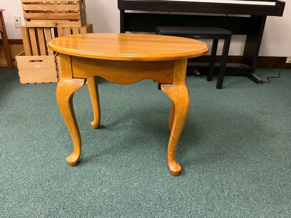Solid Oak Oval Accent Table with Cabriole Legs