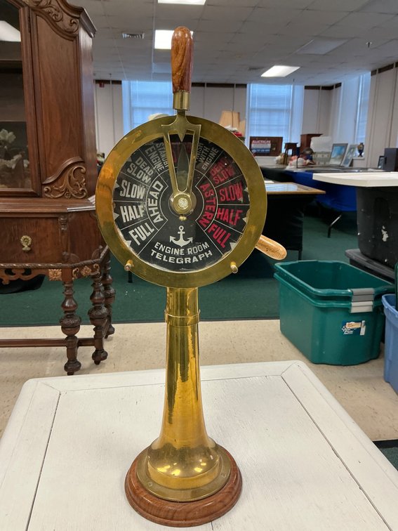 Brass Ship’s Engine Room Telegraph with Wooden Base