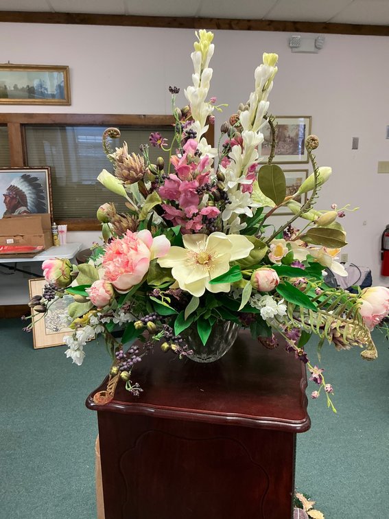 Silk Floral Arrangement with Glass Bowl Base