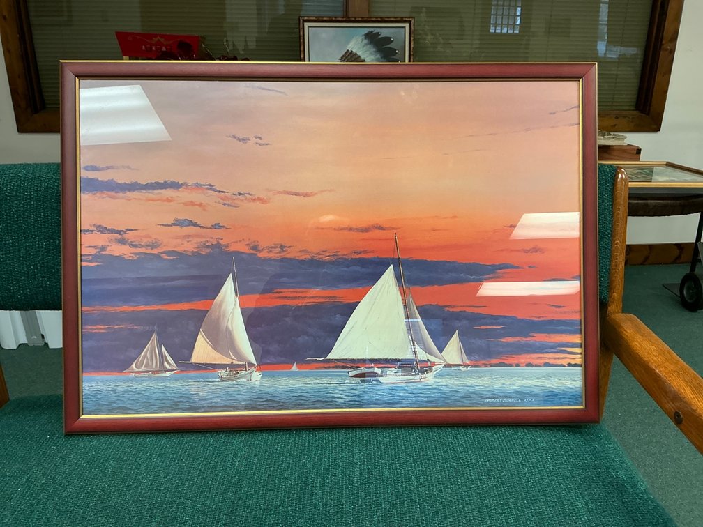 Framed Print Titled ‘Taking Oysters on the Choptank’ by J. Robert Burnell 32×22