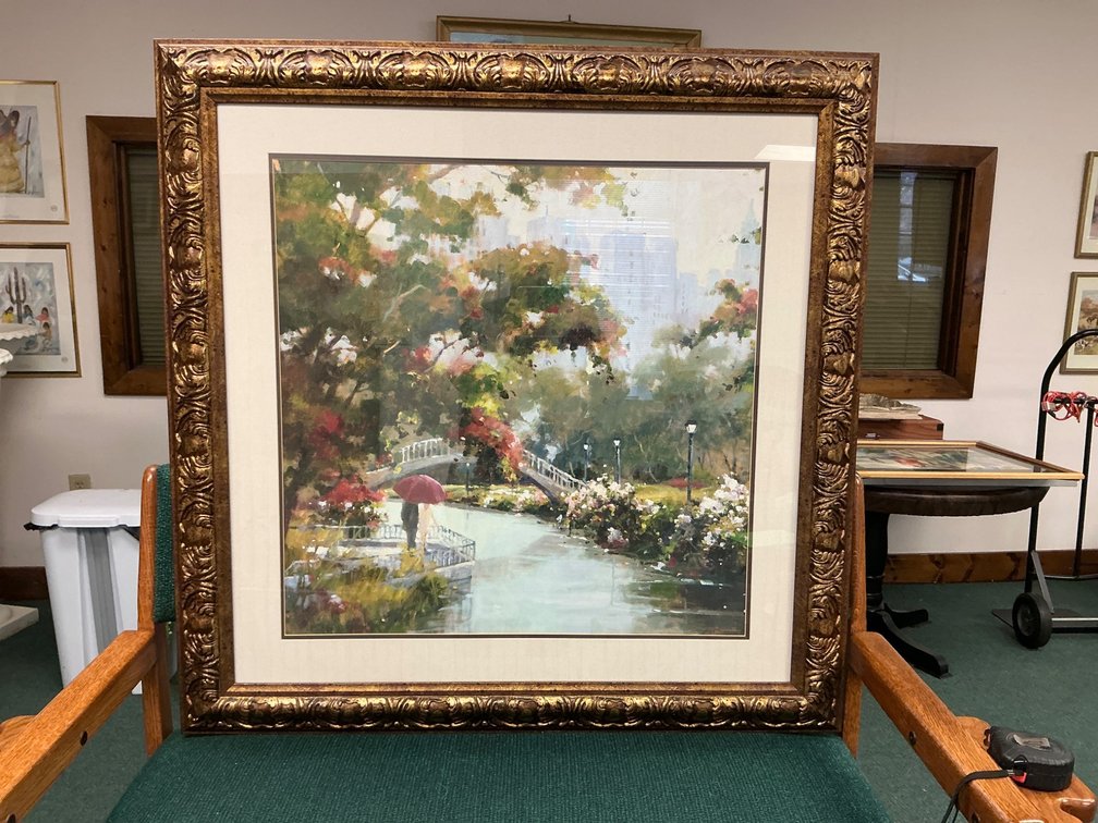Framed Landscape Painting Signed 37×37