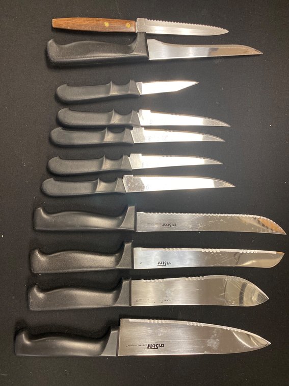 Collection of Eleven Mixed Kitchen Knives with Various Blade Styles