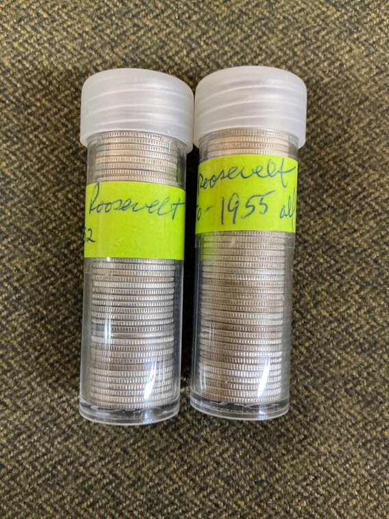 Two Tubes of Roosevelt Dimes, 102 coins