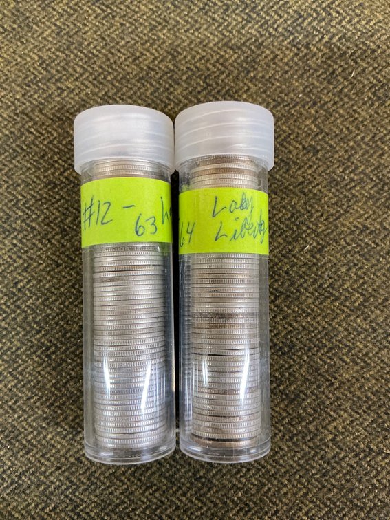 Set of 127 Mercury Dimes in Protective Tubes