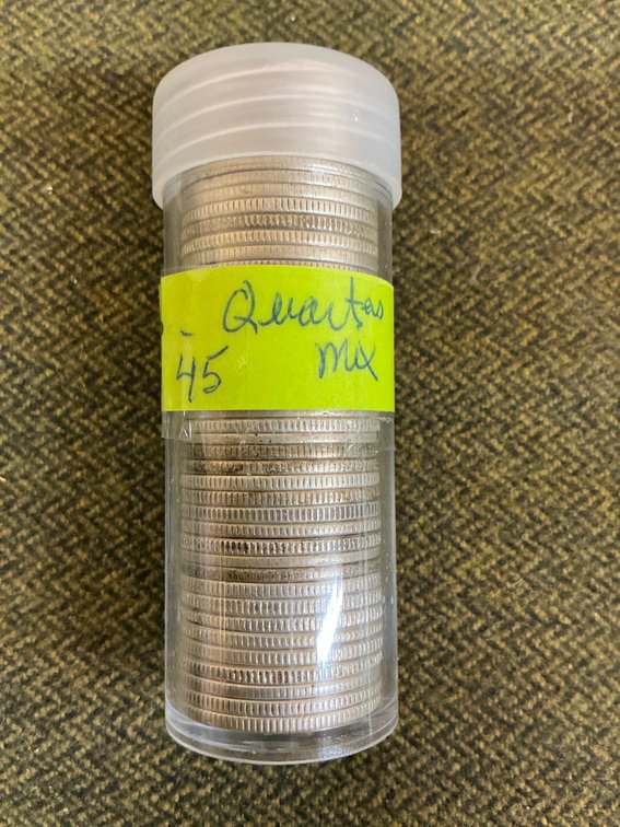 Lot of 45 MixedDates Silver Quarters in Plastic Tube