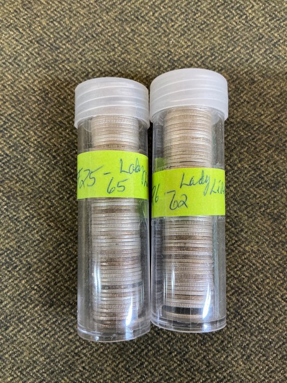Collection of 127 Mercury Silver Dimes in Two Tubes