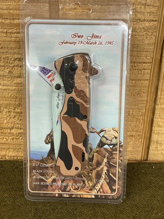 Iwo Jima Commemorative Folding Knife with Camo Aluminum Handle