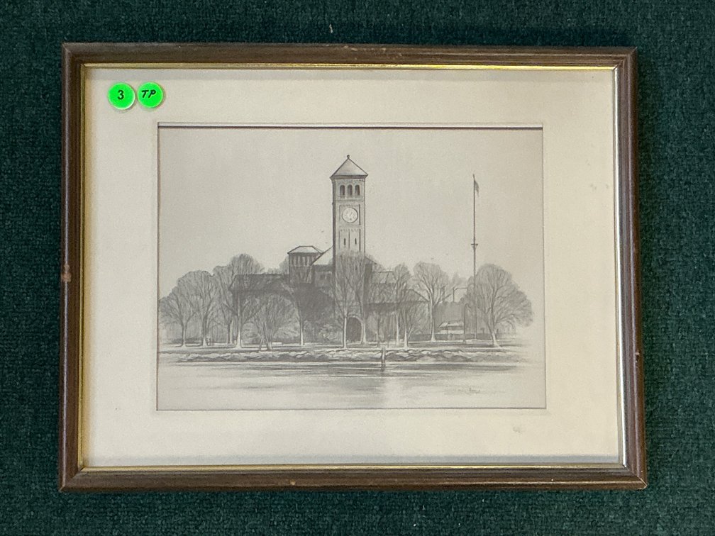 17×13 Framed Artwork of Hampton Institute by Shirley Hogge