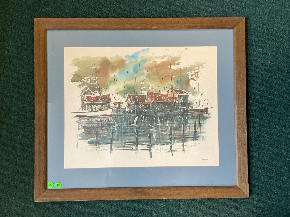 28×24 Color Print by Herb Jones ‘Harbor Scene