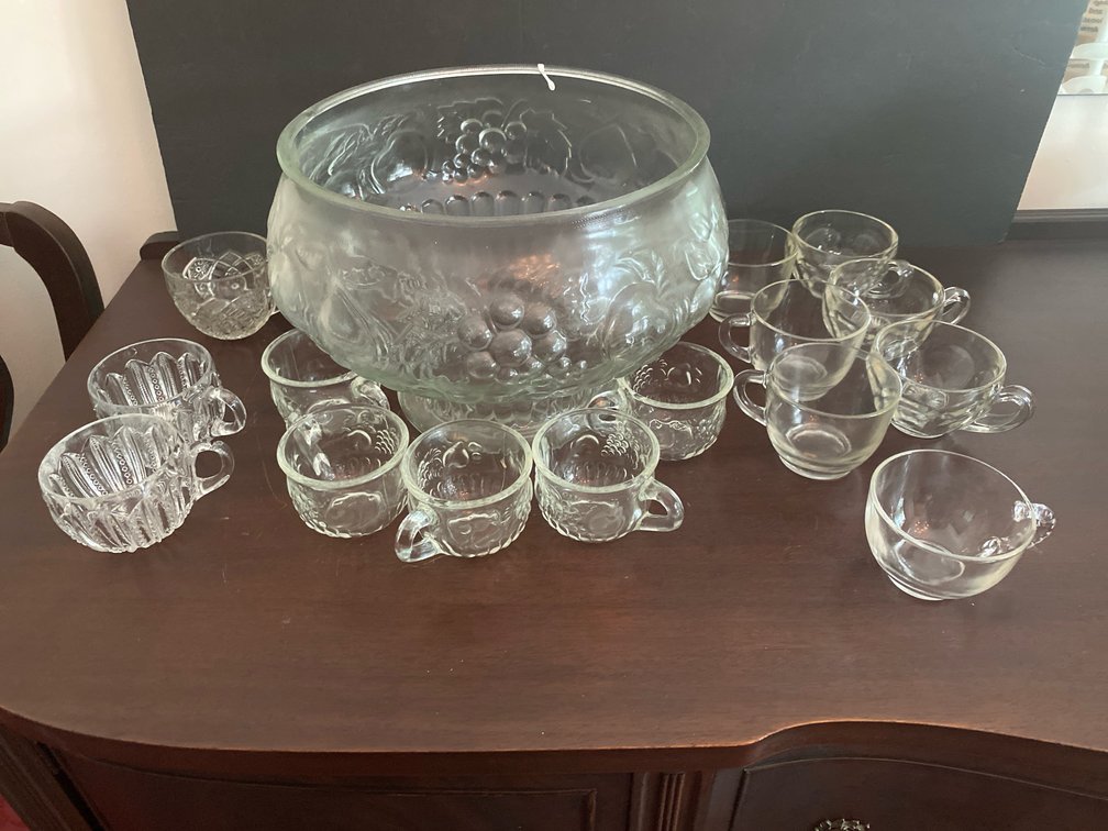 Punch bowl and cups