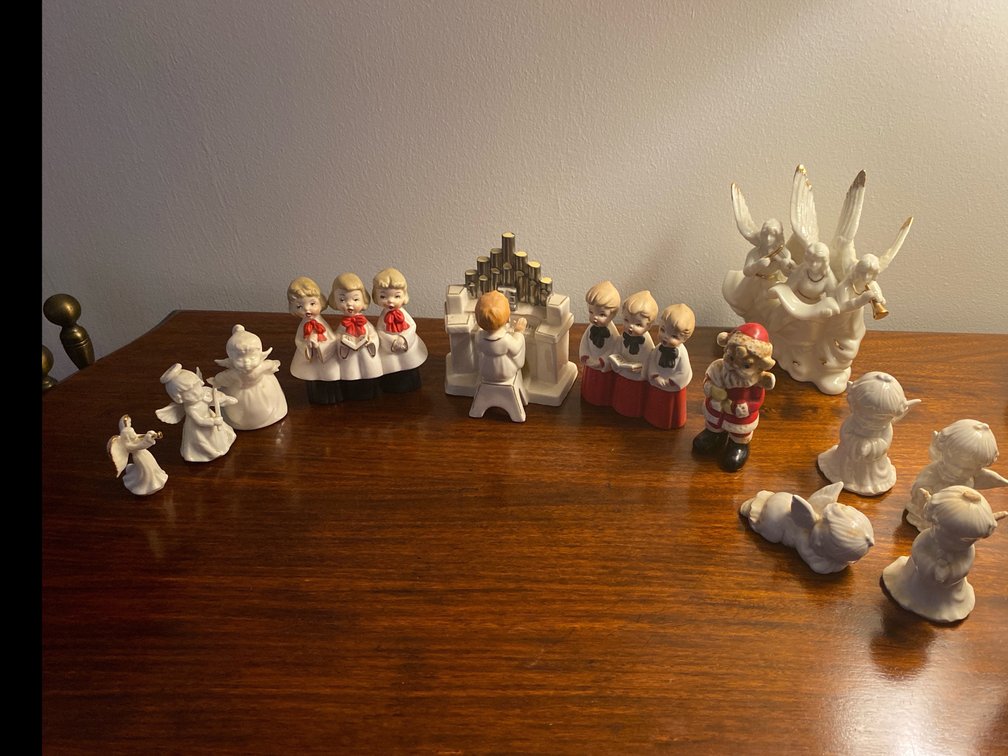 Santa, Angels and choir figurines