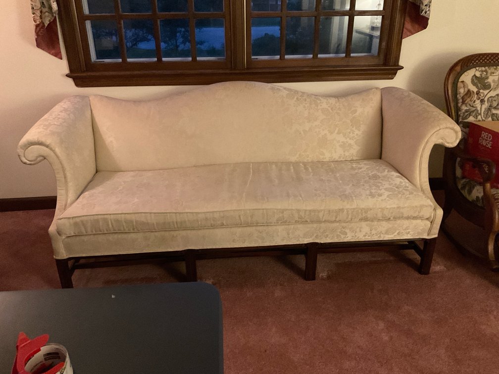 7 ft Cream Camelback Sofa Settee LR