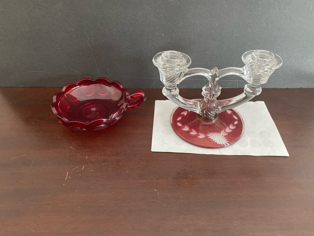 Ruby coin dish & Indiana flash candle stick