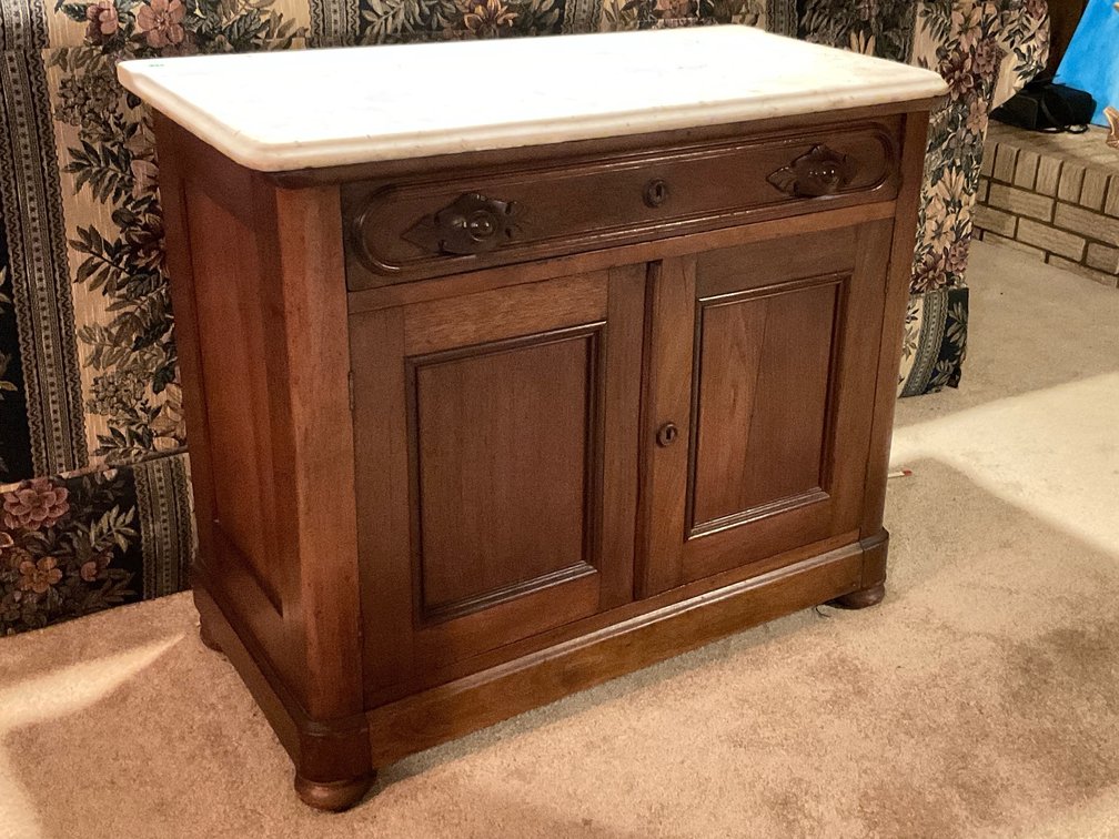 Late Victorian Marble Top cabinet 