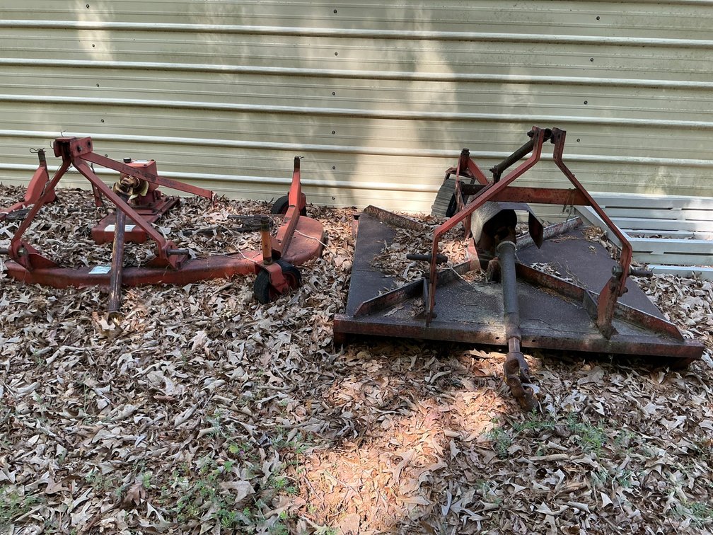 Lot of Agricultural Implements Including Rotary Cutters and Attachments
