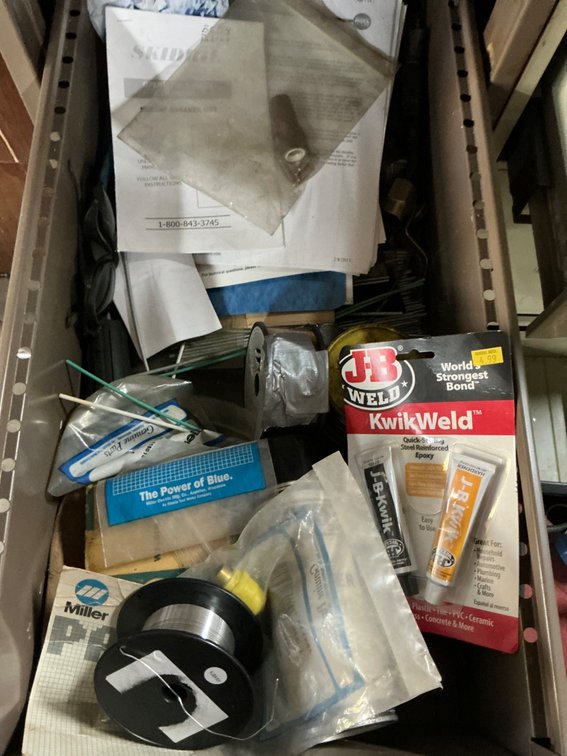 Metal Two-Drawer File Cabinet With Contents