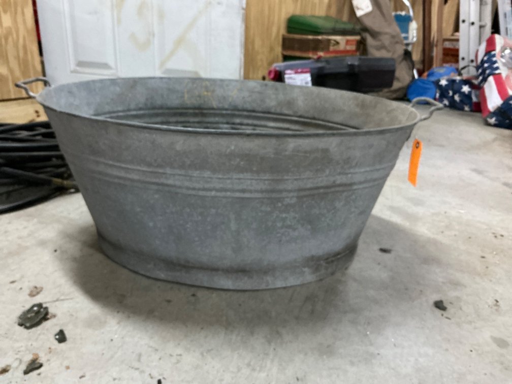 Galvanized Metal Tub with Maker’s Mark and Stamped Details