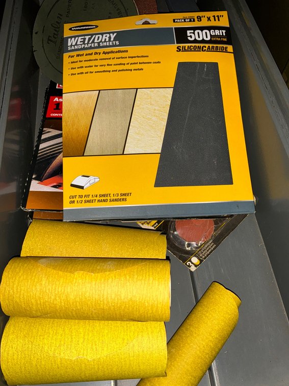 Five-Drawer File Cabinet With Sanding Supplies and Accessories