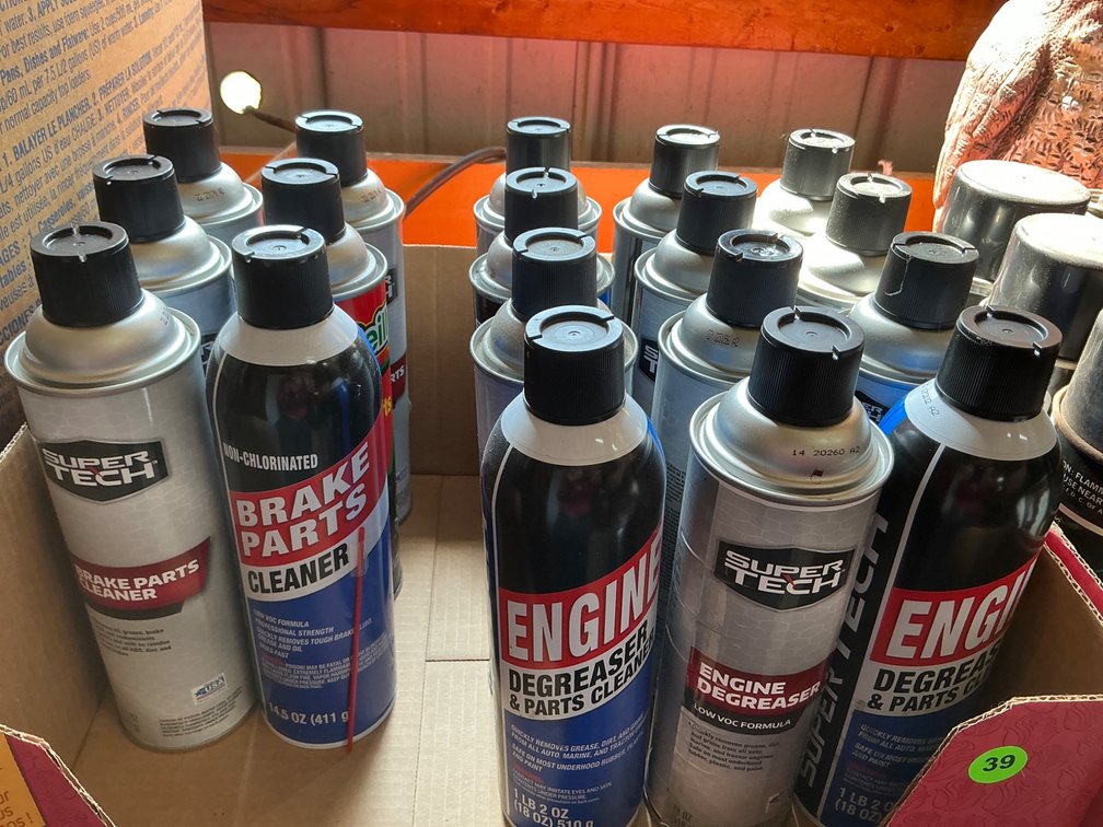 Lot of 6 Brake Parts Cleaner and 12 Engine Degreaser Spray Cans