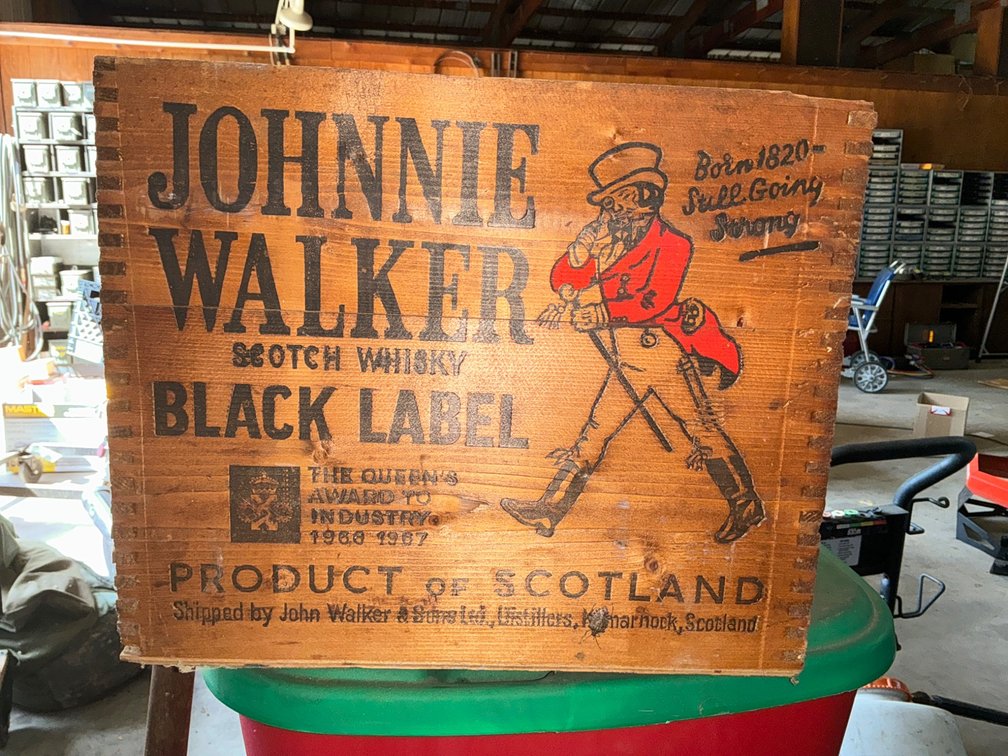 Johnnie Walker Black Label Scotch Whisky Wooden Crate