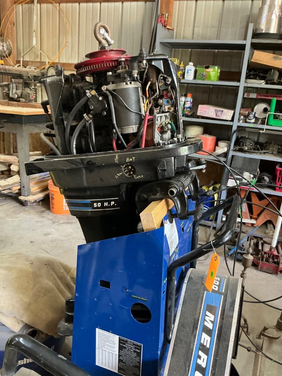 Vintage Mercury 50 HP Outboard Motor with Stand SOLD AS IS