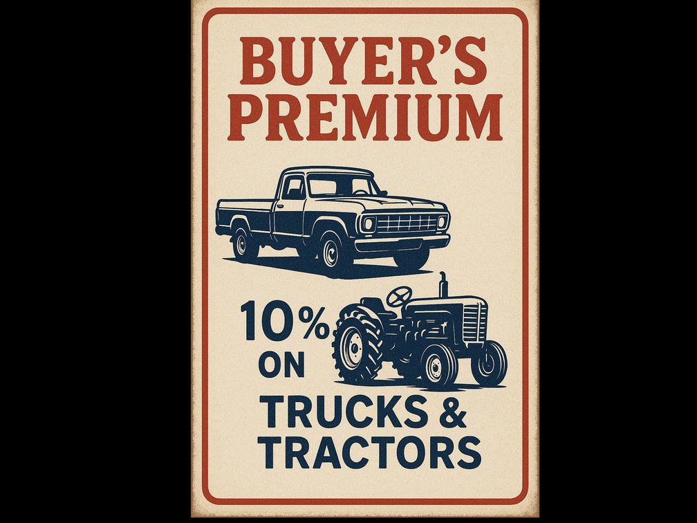 Trucks and tractor Buyers Premium lowered to 10%