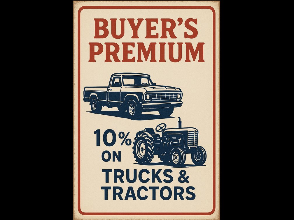    Trucks and tractor Buyers Premium lowered to 10%