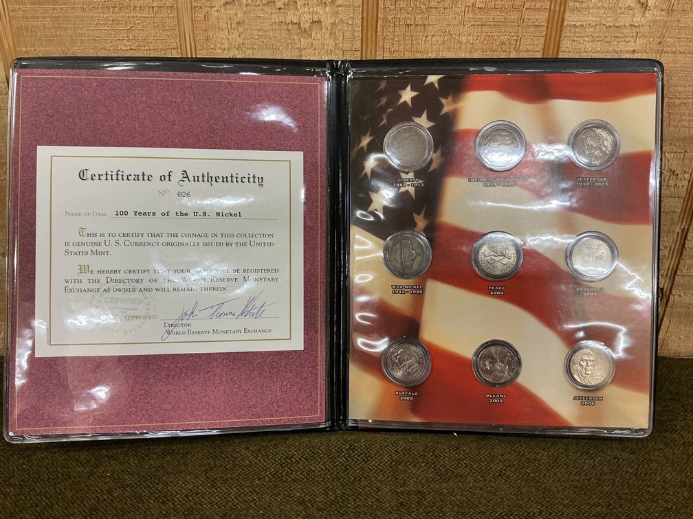 100 Years of the U.S. Nickel Collection with Certificate of Authenticity